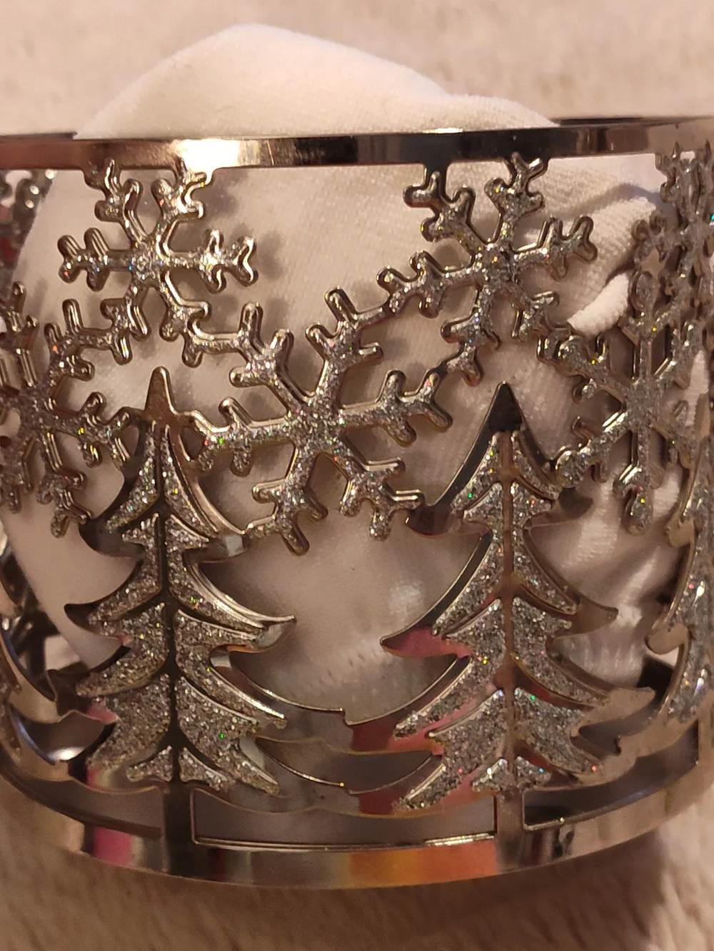 Like-New! Bath & Body Works Silver Snowflake & Pine Tree Candle Holder - Picture 5 of 12
